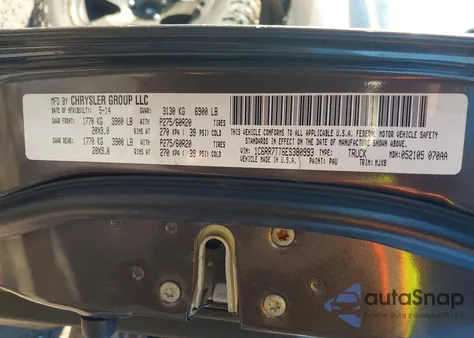 2014 Ram 1500 Big Horn из США, поврежденный, VIN 1C6RR7TT6ES380993